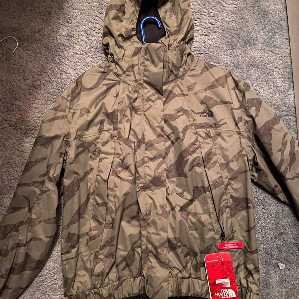 Camouflage north face rain coat